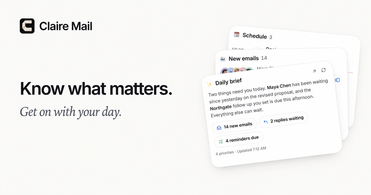 We built a calm Gmail client for Mac and iPhone: your brief, mail, calendar and reminders in one vie