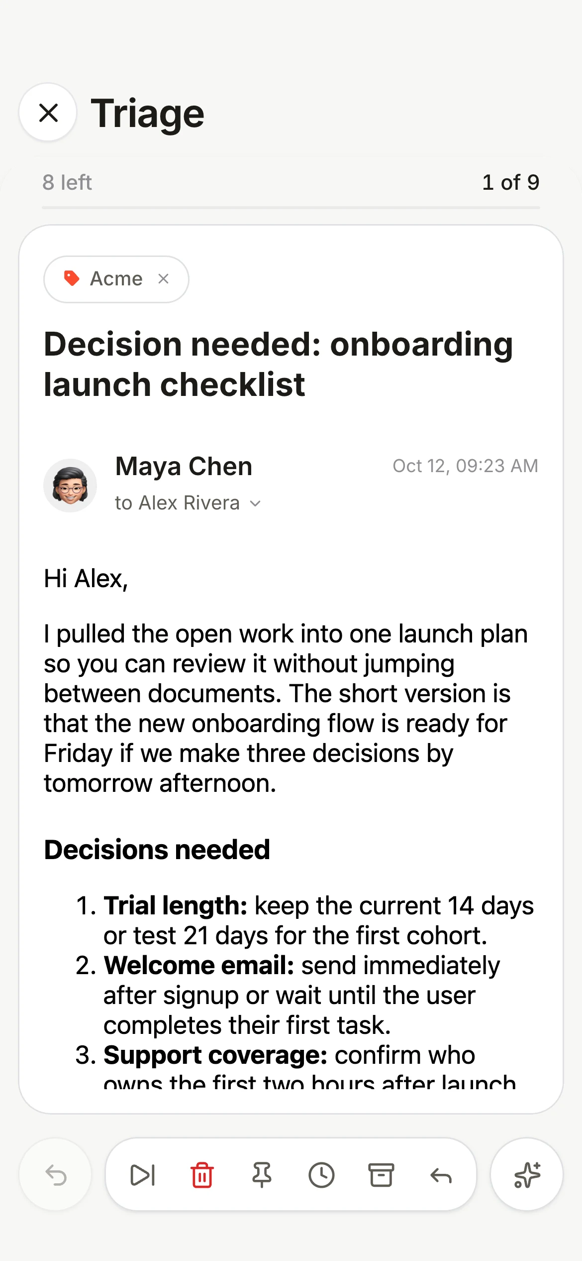 Triage on iPhone