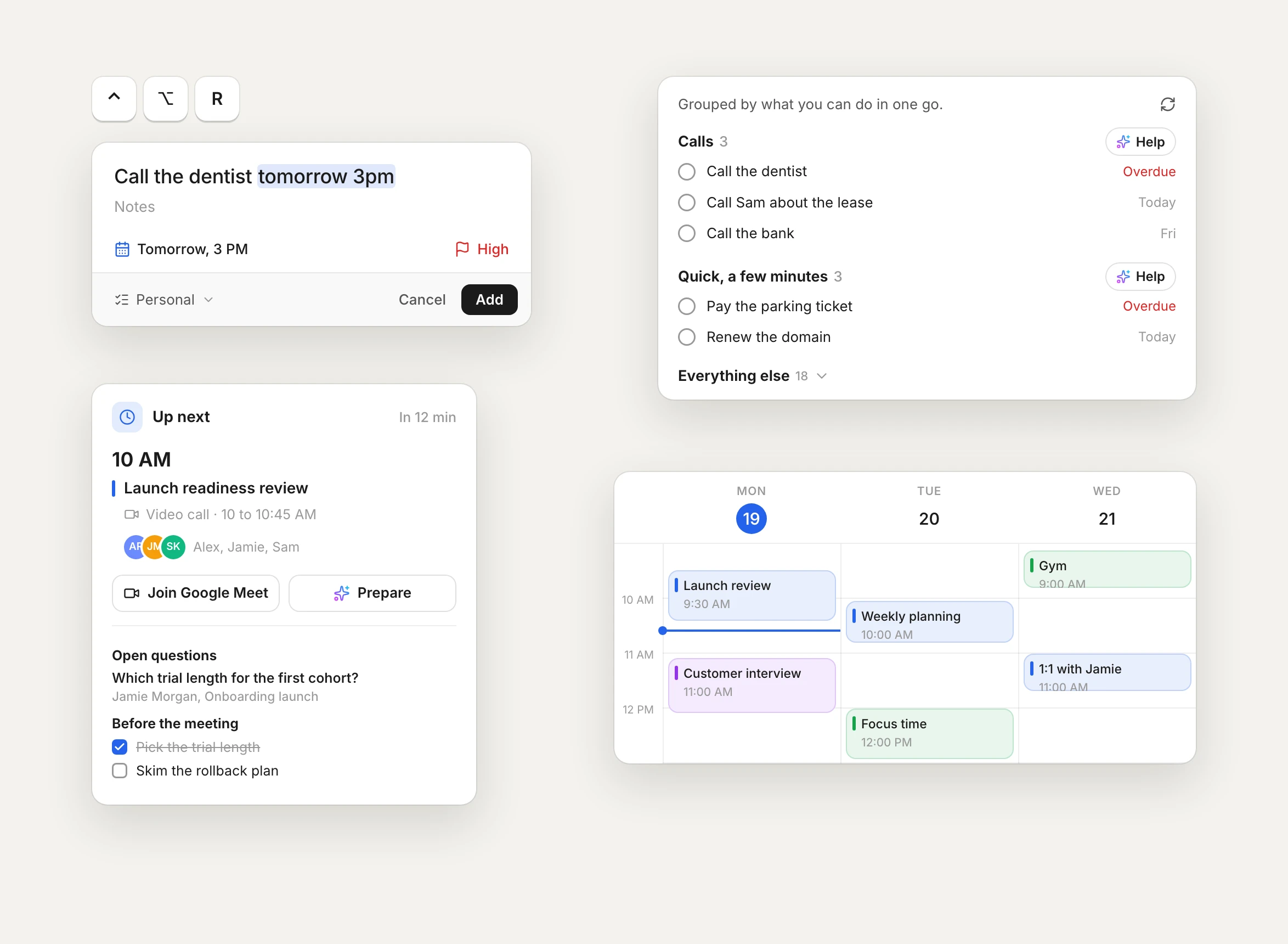 Quick reminders and meeting prep on Mac